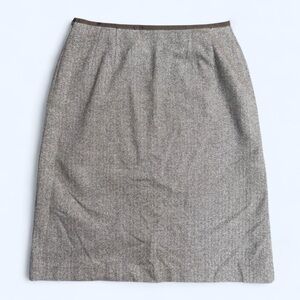 Liz Claiborne Wool & Cotton Brown Herringbone Skirt